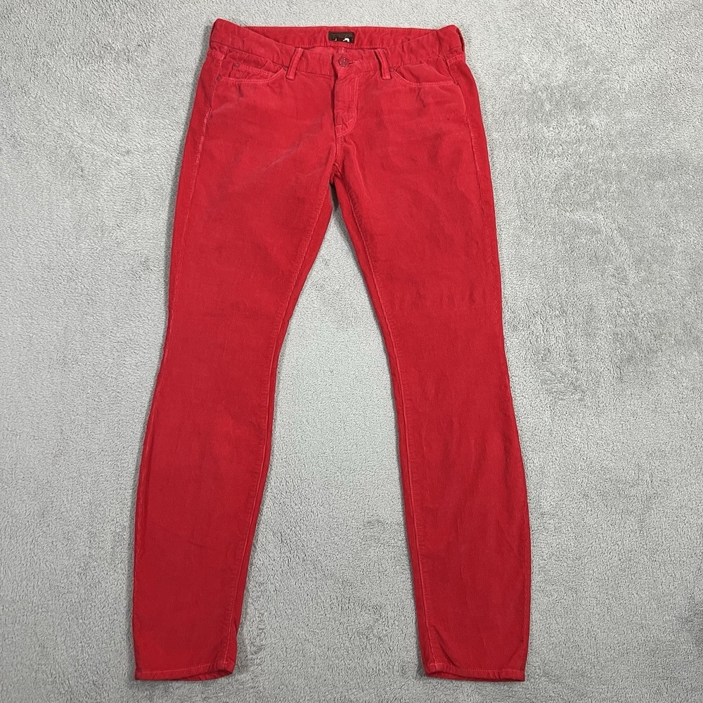 Mother Pants Womens 27 Red Corduroy The Looker Little Bit Country Stretch USA